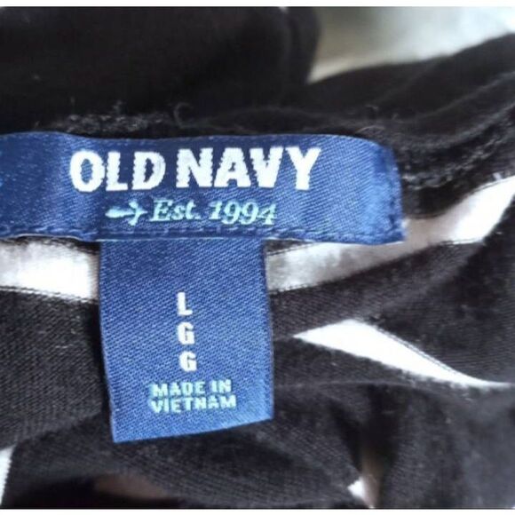 OLD NAVY BLACK & WHITE STRIPE T-SHIRT SZ.L EUC. - Picture 4 of 6